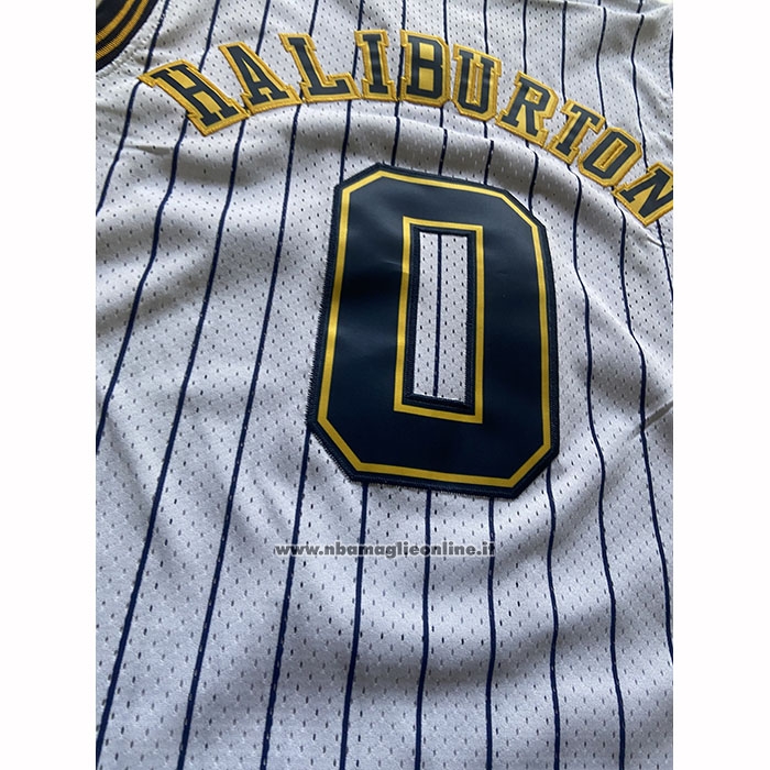 Maglia Indiana Pacers Tyrese Haliburton No 0 Mitchell & Ness 2020-21 Bianco